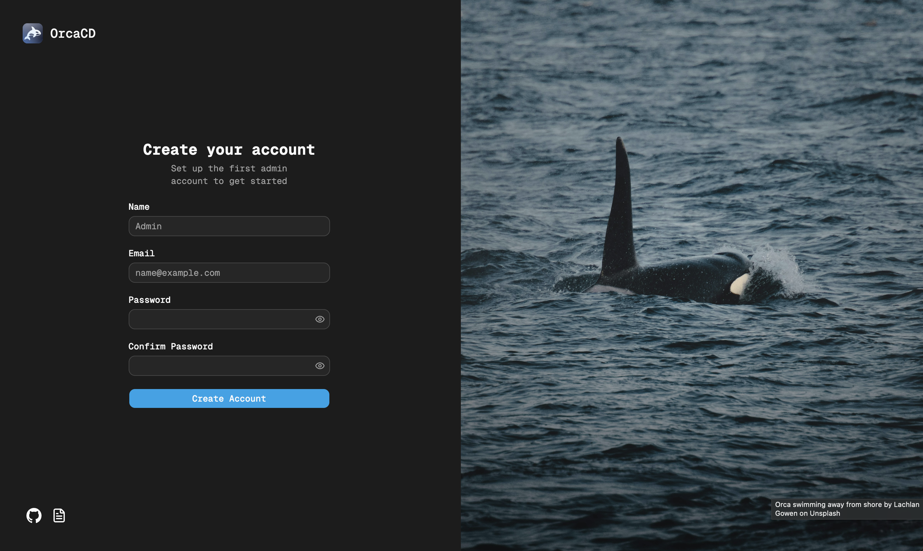 Setup Admin Account