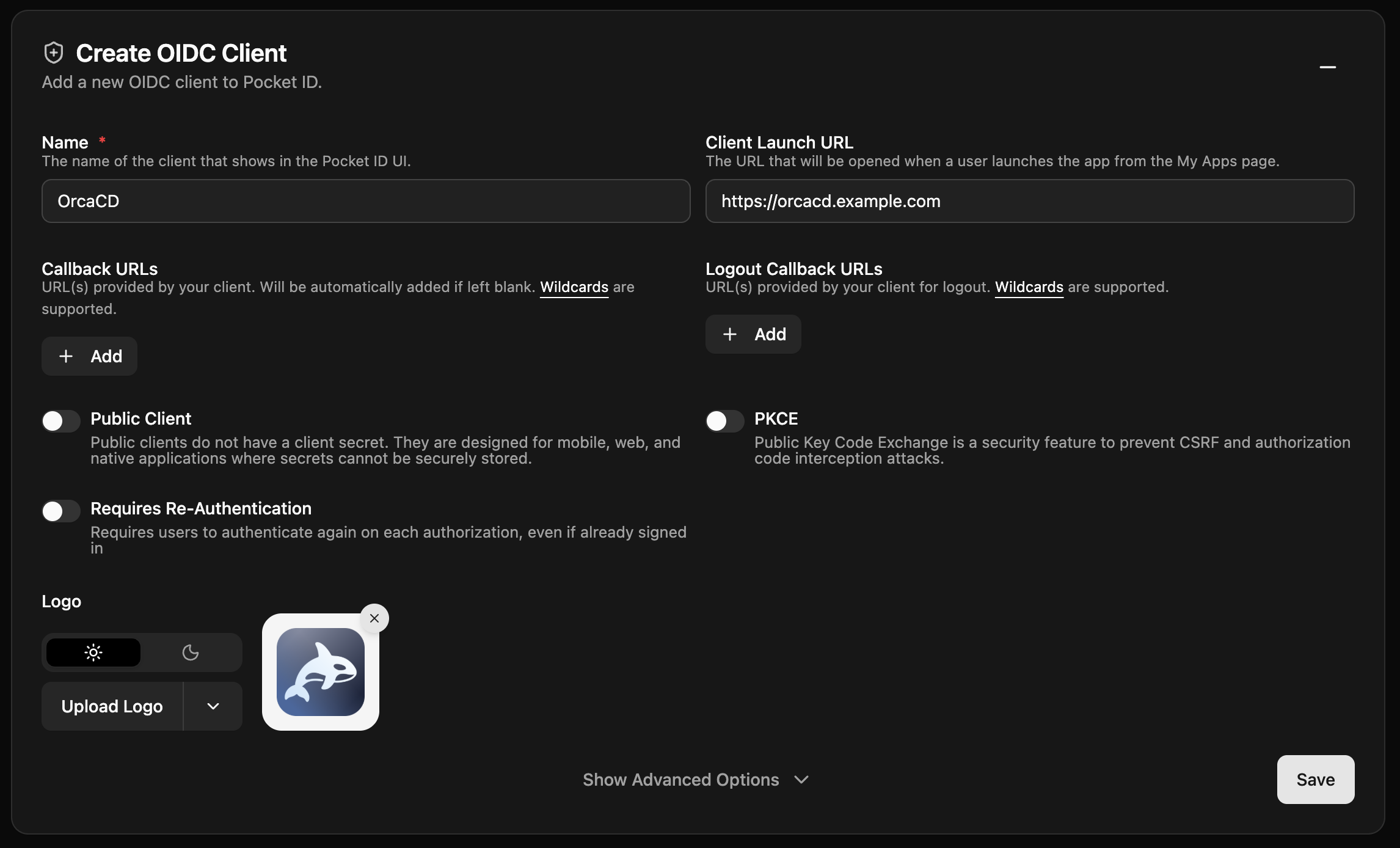 Pocket ID Application Creation